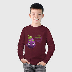Лонгслив хлопковый детский Баклажаново - баклажану фиолетово, цвет: меланж-бордовый — фото 2