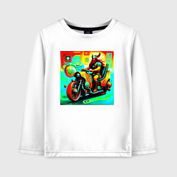 Лонгслив хлопковый детский Викинг на мотоцикле, цвет: белый