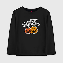 Лонгслив хлопковый детский Happy halloween с тыквами, цвет: черный