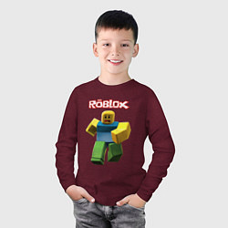 Лонгслив хлопковый детский Roblox бегущий персонаж, цвет: меланж-бордовый — фото 2