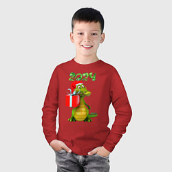Лонгслив хлопковый детский Дракон с подарком 2024, цвет: красный — фото 2