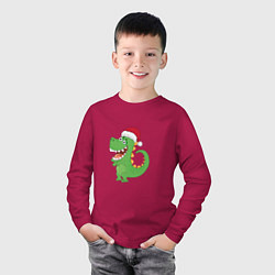 Лонгслив хлопковый детский Дракон Санта, цвет: маджента — фото 2