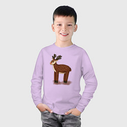 Лонгслив хлопковый детский Новогодний олень в мультяшном стиле, цвет: лаванда — фото 2