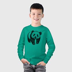 Лонгслив хлопковый детский Панда милая, цвет: зеленый — фото 2