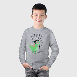 Лонгслив хлопковый детский Детский динозаврик элвис с микрофоном и в очках, цвет: меланж — фото 2