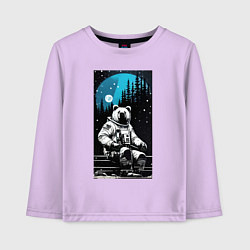 Лонгслив хлопковый детский Медведь-космонавт - нейросеть, цвет: лаванда