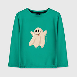 Лонгслив хлопковый детский Привидение смешное, цвет: зеленый