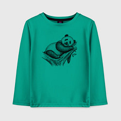 Лонгслив хлопковый детский Панда жует бамбук, цвет: зеленый