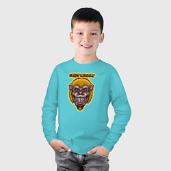 Лонгслив хлопковый детский Yellow crazy monkey, цвет: бирюзовый — фото 2