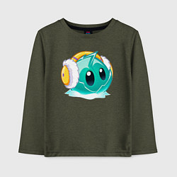 Лонгслив хлопковый детский Салат Айсберг в наушниках, цвет: меланж-хаки