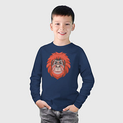 Лонгслив хлопковый детский Orange monkey, цвет: тёмно-синий — фото 2