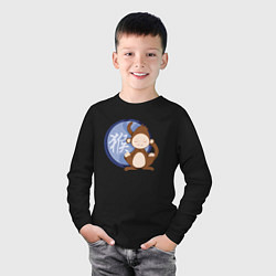 Лонгслив хлопковый детский Год обезьяны на китайском, цвет: черный — фото 2