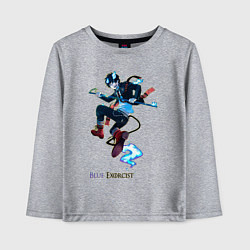Лонгслив хлопковый детский Рин из аниме синий экзорцист, цвет: меланж