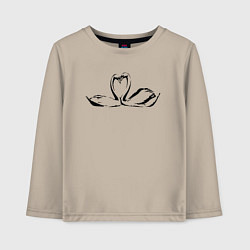 Лонгслив хлопковый детский Пара лебедей трафарет, цвет: миндальный