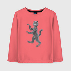 Лонгслив хлопковый детский Геральдический кот, цвет: коралловый