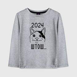 Лонгслив хлопковый детский 2024 - мемный кот, цвет: меланж