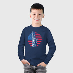Лонгслив хлопковый детский Statue of Liberty, цвет: тёмно-синий — фото 2