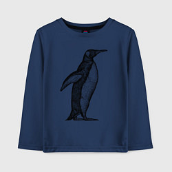 Лонгслив хлопковый детский Пингвин сбоку, цвет: тёмно-синий
