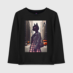 Детский лонгслив Cat fashionista - New York - ai art