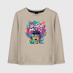 Лонгслив хлопковый детский Hip-Hop music, цвет: миндальный