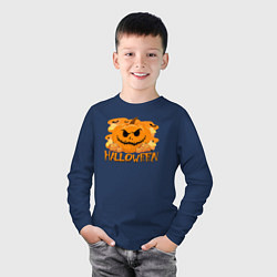 Лонгслив хлопковый детский Orange holiday halloween, цвет: тёмно-синий — фото 2