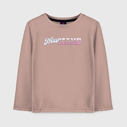 Лонгслив хлопковый детский Newjeans logo, цвет: пыльно-розовый
