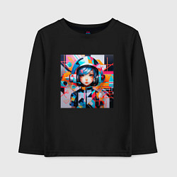 Лонгслив хлопковый детский Девочка-космонавт, цвет: черный