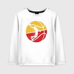 Лонгслив хлопковый детский Red yellow basketball, цвет: белый