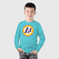 Лонгслив хлопковый детский Lakers stars, цвет: бирюзовый — фото 2