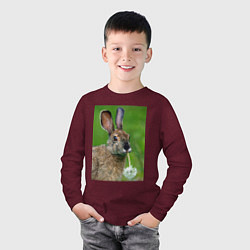 Лонгслив хлопковый детский Зайчик с одуванчиком, цвет: меланж-бордовый — фото 2
