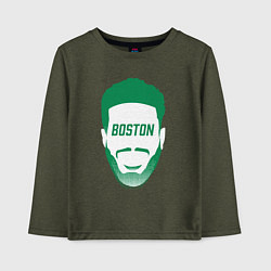 Лонгслив хлопковый детский Boston Tatum, цвет: меланж-хаки