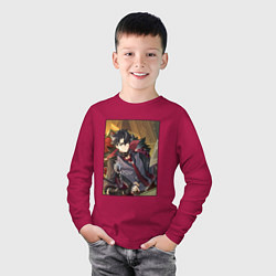 Лонгслив хлопковый детский Ризли, цвет: маджента — фото 2