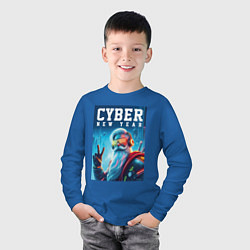 Лонгслив хлопковый детский Cyber new year - Santa Claus, цвет: синий — фото 2