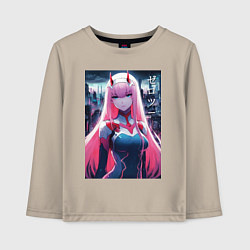 Лонгслив хлопковый детский Darling in the Franxx - zero two - ai art, цвет: миндальный