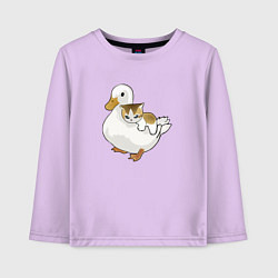 Лонгслив хлопковый детский Утка с другом котёнком, цвет: лаванда