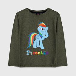 Лонгслив хлопковый детский Крутая Рейнбоу Дэш, цвет: меланж-хаки