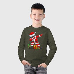 Лонгслив хлопковый детский Санта дэб, цвет: меланж-хаки — фото 2