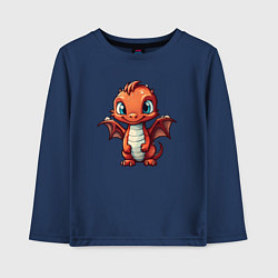 Лонгслив хлопковый детский Дракоша карминный шустрик, цвет: тёмно-синий
