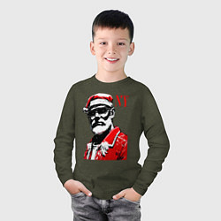 Лонгслив хлопковый детский Cool Santa - portrait, цвет: меланж-хаки — фото 2