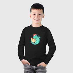 Лонгслив хлопковый детский Дракончик с подарком, цвет: черный — фото 2