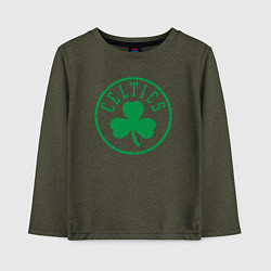 Лонгслив хлопковый детский Boston Celtics clover, цвет: меланж-хаки