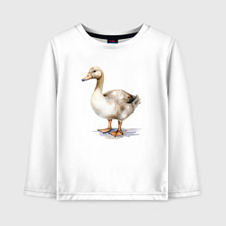 Лонгслив хлопковый детский Серый гусь, цвет: белый
