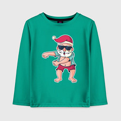 Лонгслив хлопковый детский Dabbing Santa, цвет: зеленый