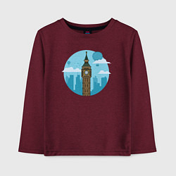 Лонгслив хлопковый детский Биг-бен, цвет: меланж-бордовый