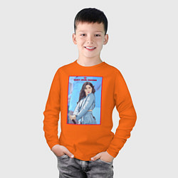 Лонгслив хлопковый детский Nancy Момаленд, цвет: оранжевый — фото 2