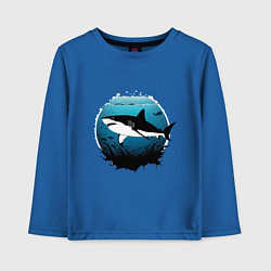 Лонгслив хлопковый детский Акула белая, цвет: синий