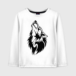Лонгслив хлопковый детский Воющий волк, цвет: белый