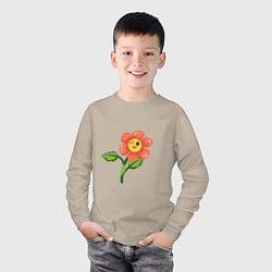 Лонгслив хлопковый детский Веселый цветик, цвет: миндальный — фото 2