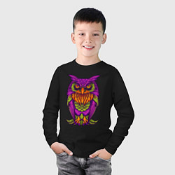 Лонгслив хлопковый детский Purple owl, цвет: черный — фото 2
