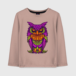 Лонгслив хлопковый детский Purple owl, цвет: пыльно-розовый